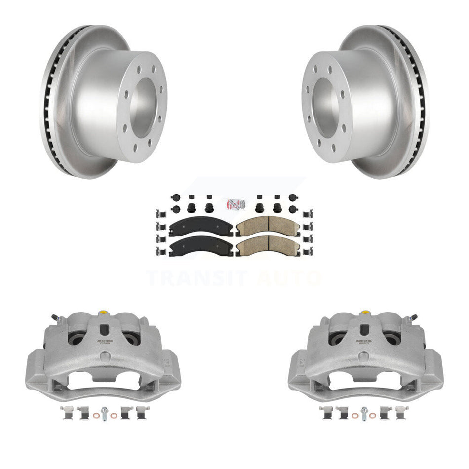 Rear Brake Caliper Coat Rotor Ceramic Pad Kit For GMC Sierra 3500 HD Chevrolet Silverado KCG-100937N