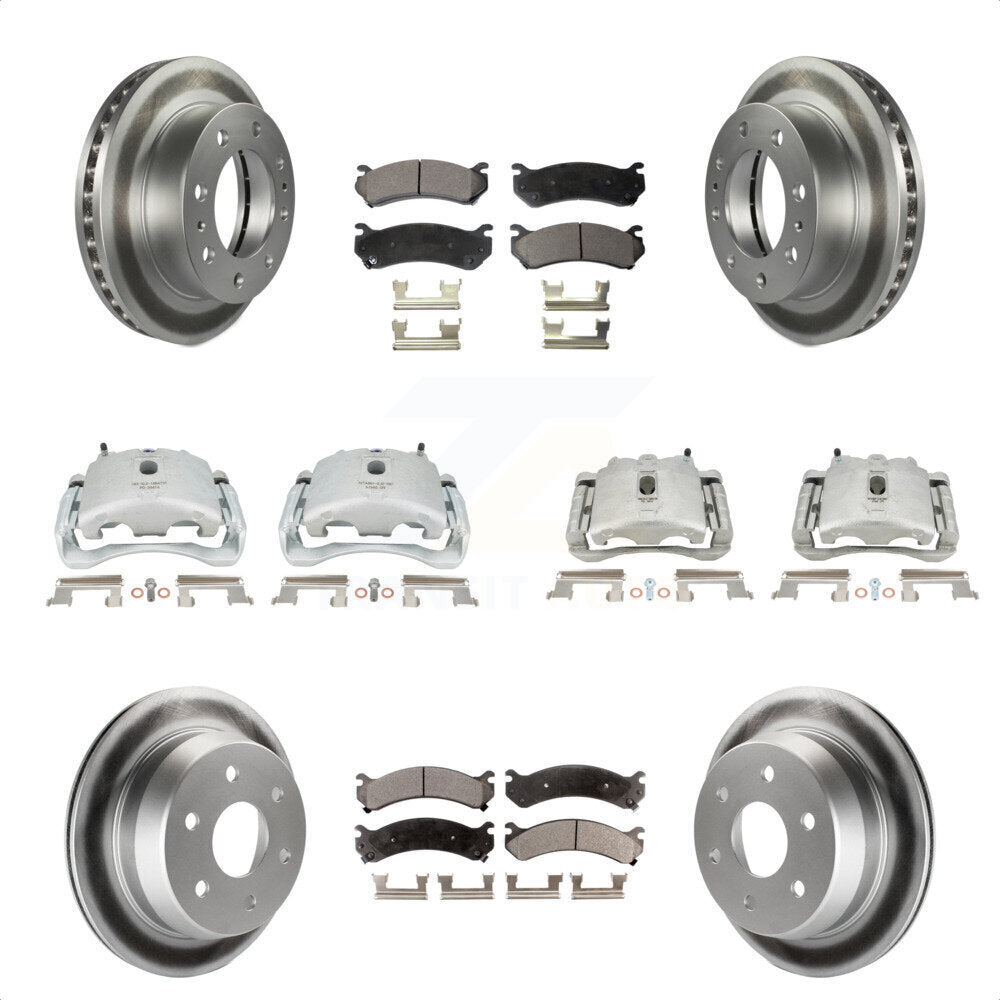 Front Rear Disc Brake Caliper Coated Rotors And Ceramic Pads Kit (10Pc) For 2003 Chevrolet Silverado 2500 HD Suburban GMC Sierra KCG-100937T by Transit Auto