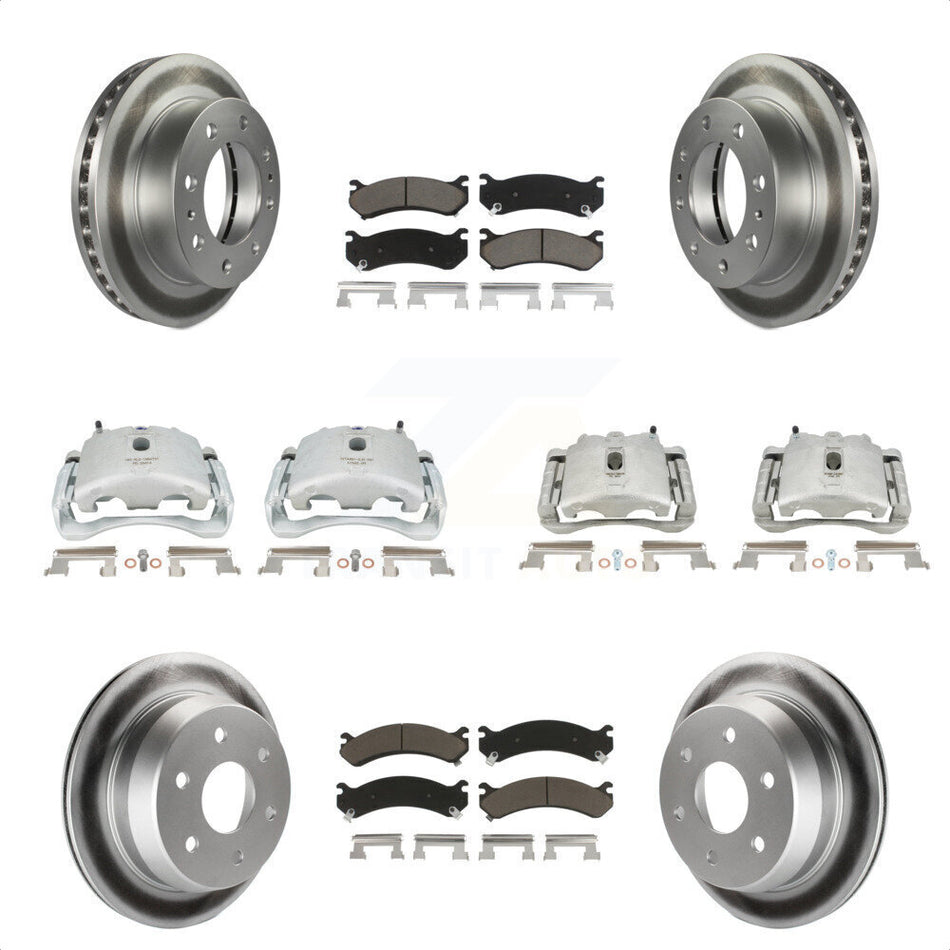 Front Rear Disc Brake Caliper Coated Rotors And Ceramic Pads Kit (10Pc) For 2003 Chevrolet Silverado 2500 HD Suburban GMC Sierra KCG-100938C by Transit Auto