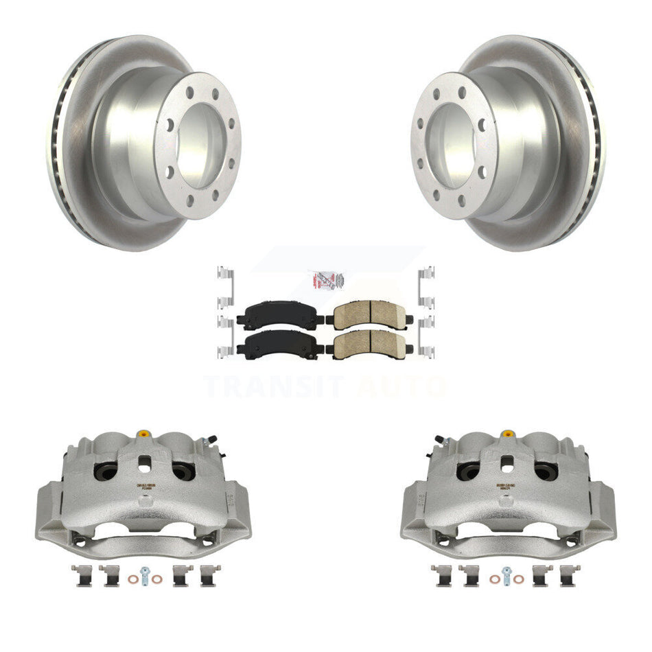 Rear Disc Brake Caliper Coated Rotors And Ceramic Pads Kit For Chevrolet Express 4500 KCG-100938N