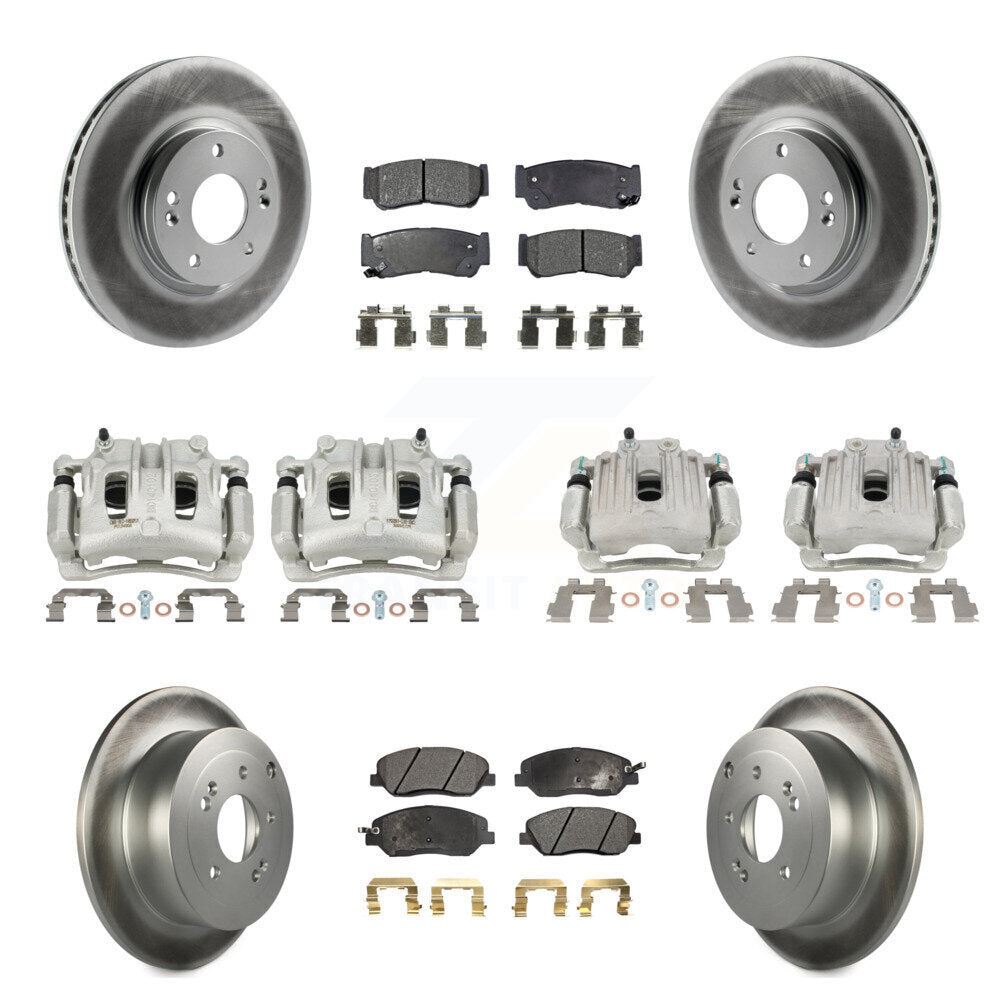 Front Rear Brake Caliper Coat Rotors & Ceramic Pad Kit (10Pc) For 07-09 Hyundai Santa Fe KCG-100938T