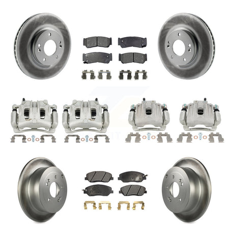 Front Rear Brake Caliper Coat Rotors & Ceramic Pad Kit (10Pc) For 07-09 Hyundai Santa Fe KCG-100938T