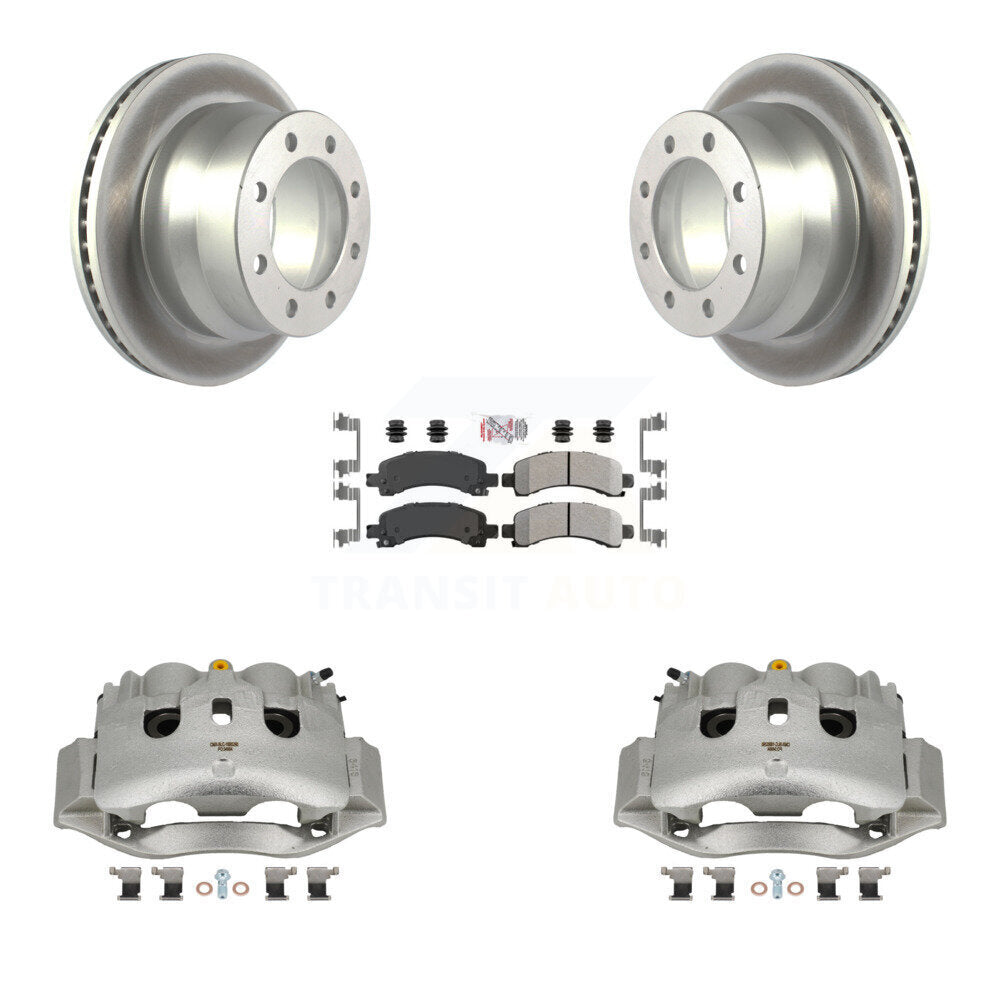 Rear Disc Brake Caliper Coat Rotors And Semi-Metallic Pad Kit For Chevrolet Express 4500 KCG-100939N