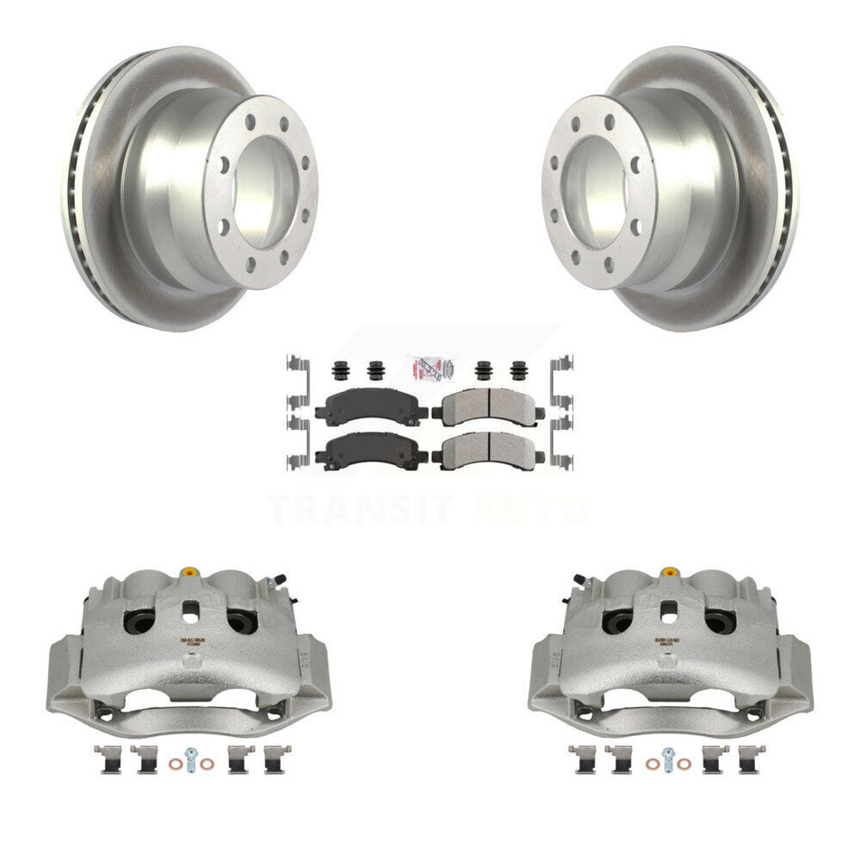 Rear Disc Brake Caliper Coat Rotors And Semi-Metallic Pad Kit For Chevrolet Express 4500 KCG-100939N