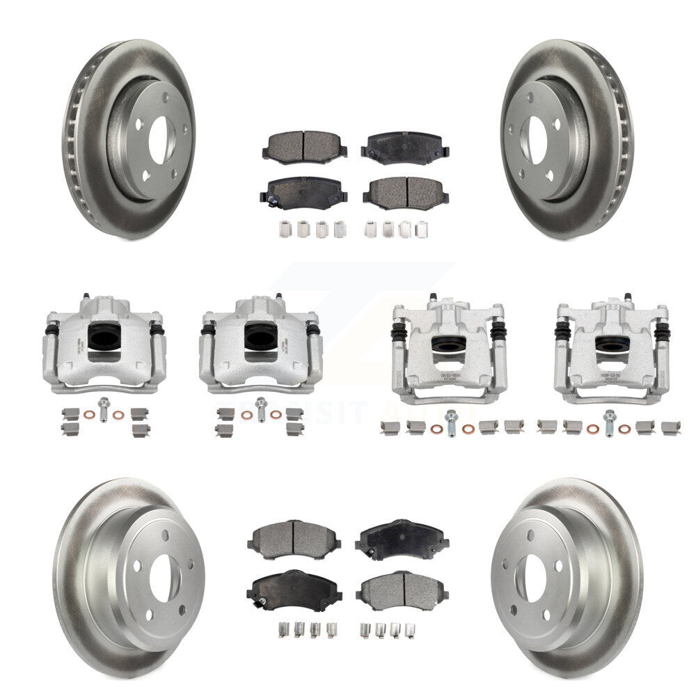 Front Rear Disc Brake Caliper Coated Rotors And Ceramic Pad Kit (10Pc) For Jeep Wrangler KCG-100939T