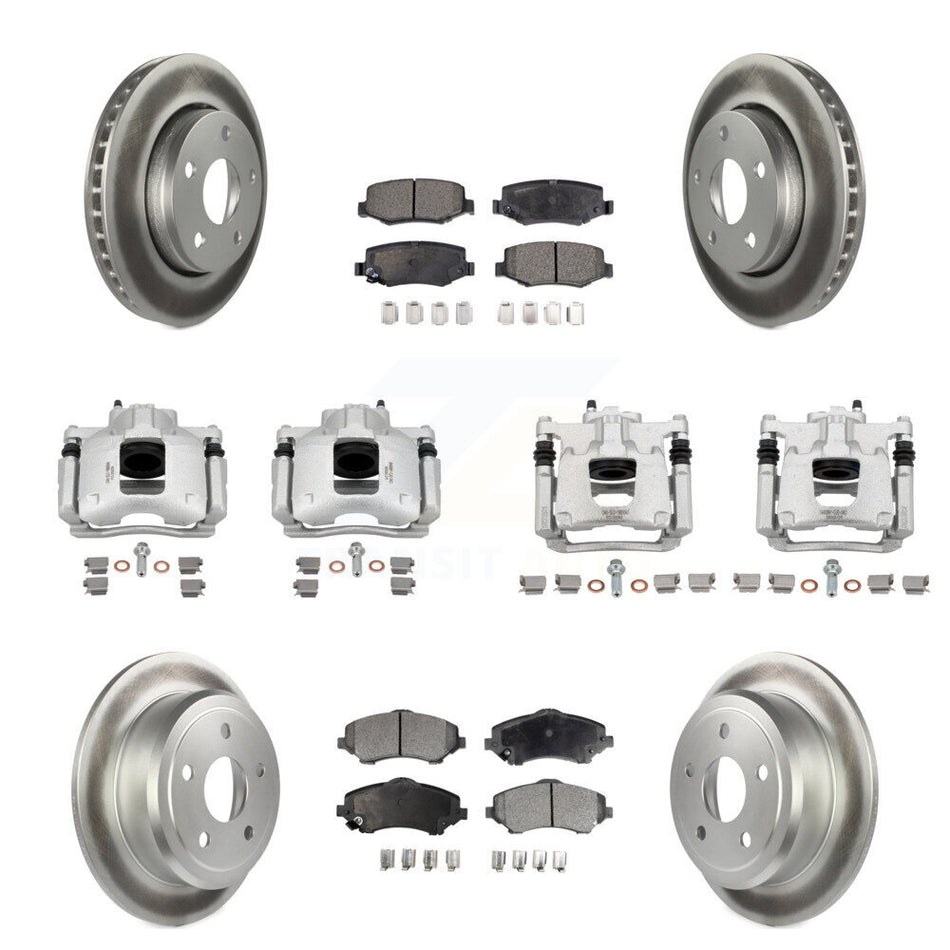 Front Rear Disc Brake Caliper Coated Rotors And Ceramic Pad Kit (10Pc) For Jeep Wrangler KCG-100939T