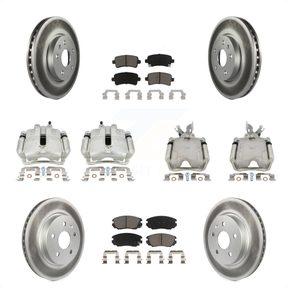 Front Rear Disc Brake Caliper Coated Rotors And Ceramic Pads Kit (10Pc) For Chevrolet Impala Malibu KCG-100940C by Transit Auto