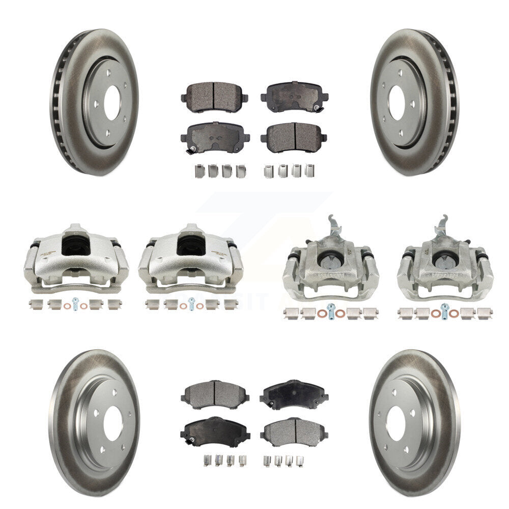 Front Rear Brake Caliper Coat Rotor & Ceramic Pad Kit (10Pc) For 2009-2011 Dodge Journey KCG-100940T