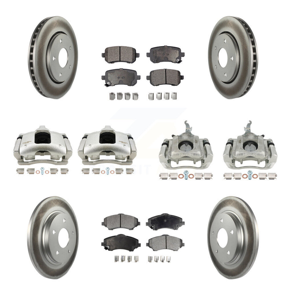 Front Rear Brake Caliper Coat Rotor & Ceramic Pad Kit (10Pc) For 2009-2011 Dodge Journey KCG-100940T
