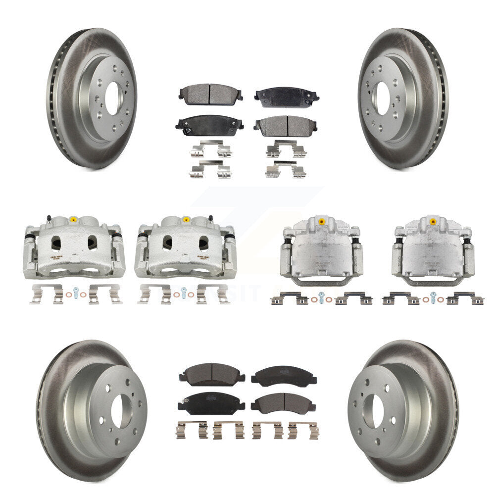 Front Rear Brake Caliper Coat Rotor Ceramic Pad Kit (10Pc) For Chevrolet GMC Sierra 1500 KCG-100941T