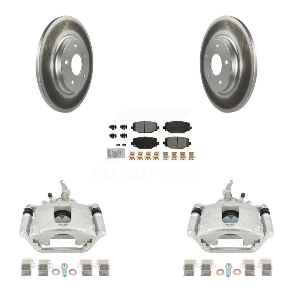 Rear Disc Brake Caliper Coat Rotor And Semi-Metallic Pad Kit For 2014-2020 Dodge Journey KCG-100942N