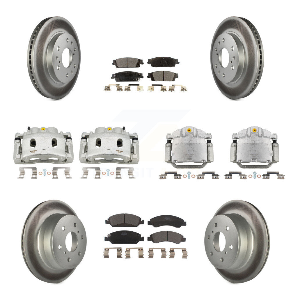 Front Rear Brake Caliper Coat Rotor Ceramic Pad Kit (10Pc) For GMC Sierra 1500 Chevrolet KCG-100942T