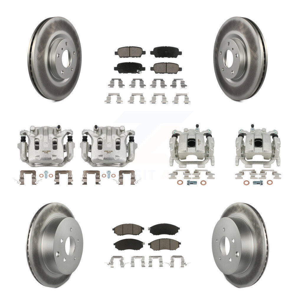 Front Rear Disc Brake Caliper Coated Rotors And Ceramic Pad Kit (10Pc) For INFINITI QX70 KCG-100943C