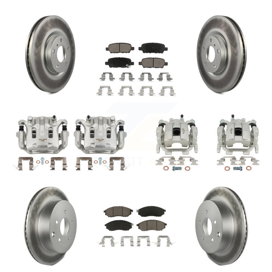Front Rear Disc Brake Caliper Coated Rotors And Ceramic Pad Kit (10Pc) For INFINITI QX70 KCG-100943C