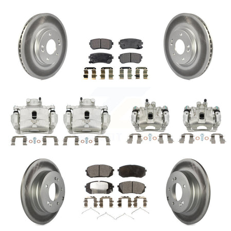 Front Rear Disc Brake Caliper Coat Rotor Semi-Metallic Pad Kit (10Pc) For Hyundai Sonata KCG-100943P