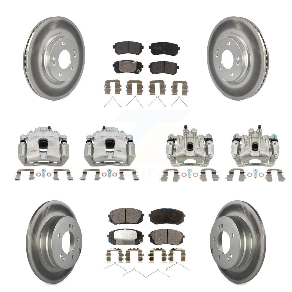 Front Rear Disc Brake Caliper Coat Rotor And Semi-Metallic Pad Kit (10Pc) For Kia Optima KCG-100944P