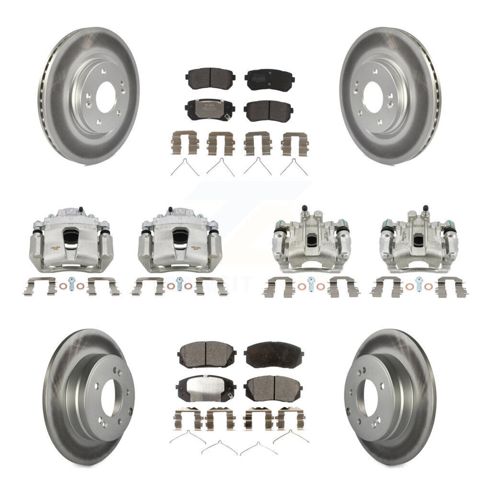 Front Rear Disc Brake Caliper Coat Rotor And Semi-Metallic Pad Kit (10Pc) For Kia Optima KCG-100944P