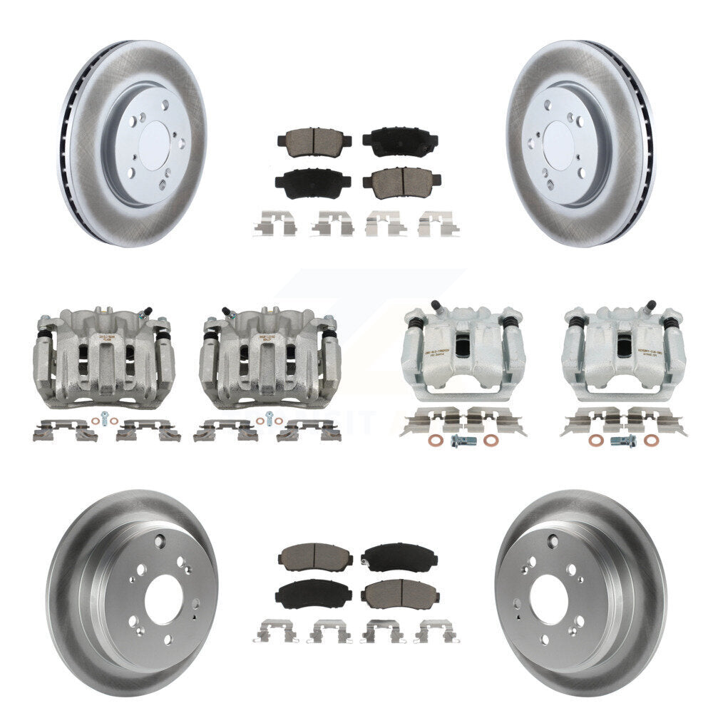Front Rear Brake Caliper Coat Rotor & Ceramic Pad Kit (10Pc) For 2005-2010 Honda Odyssey KCG-100945C