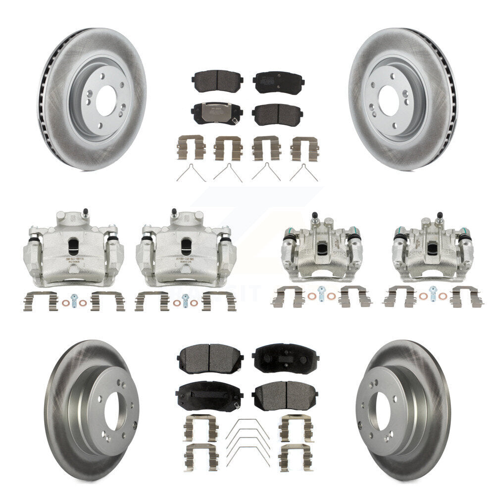 Front Rear Disc Brake Caliper Coat Rotor And Semi-Metallic Pad Kit (10Pc) For Kia Optima KCG-100945P