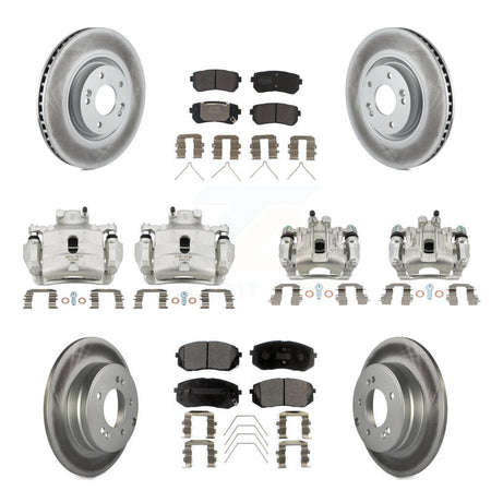 Front Rear Disc Brake Caliper Coat Rotor And Semi-Metallic Pad Kit (10Pc) For Kia Optima KCG-100945P