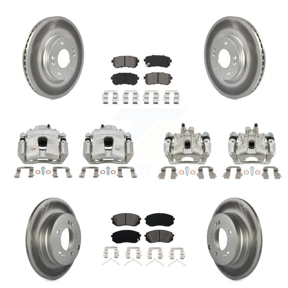 Front Rear Disc Brake Caliper Coat Rotor And Semi-Metallic Pad Kit (10Pc) For Kia Optima KCG-100945S