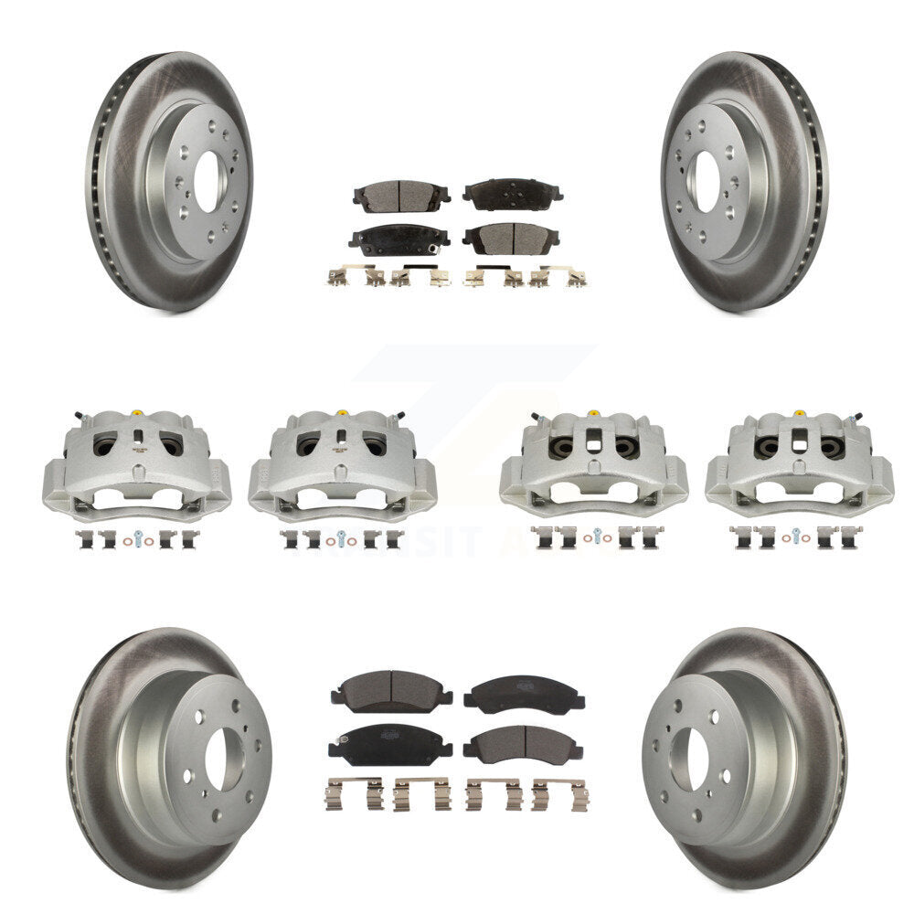 Front Rear Brake Caliper Coat Rotors Ceramic Pad Kit (10Pc) For 16 Chevrolet Suburban HD KCG-100945T