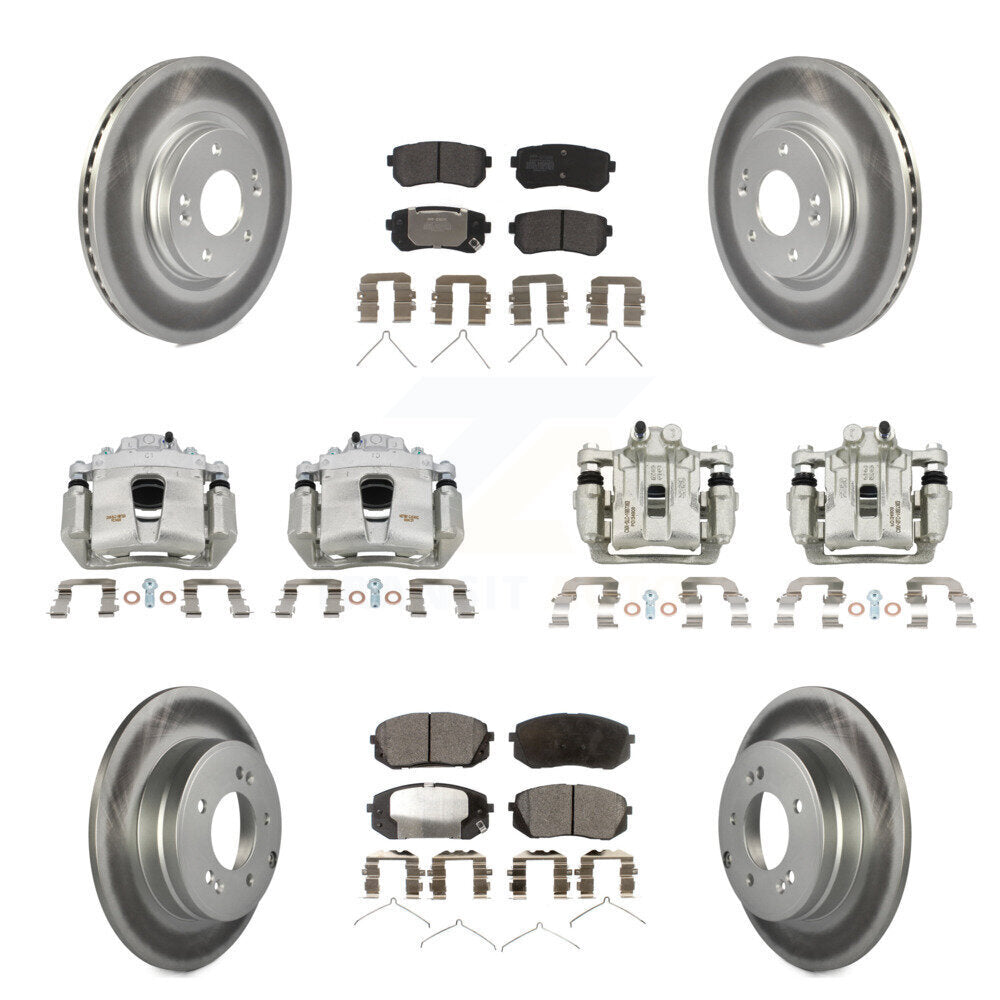 Front Rear Disc Brake Caliper Coat Rotor And Semi-Metallic Pad Kit (10Pc) For Kia Optima KCG-100946P