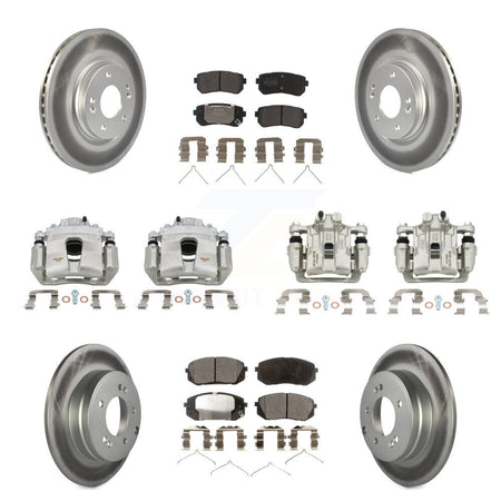 Front Rear Disc Brake Caliper Coat Rotor And Semi-Metallic Pad Kit (10Pc) For Kia Optima KCG-100946P