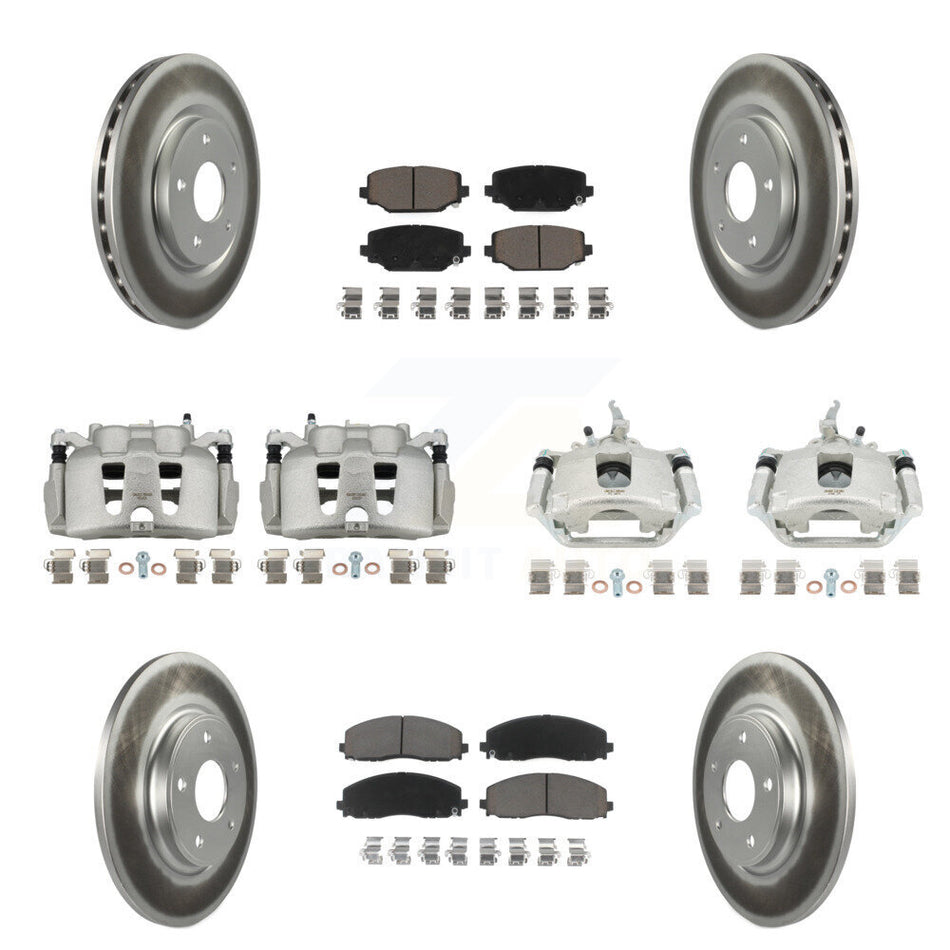 Front Rear Brake Caliper Coat Rotor & Ceramic Pad Kit (10Pc) For 2014-2020 Dodge Journey KCG-100947C