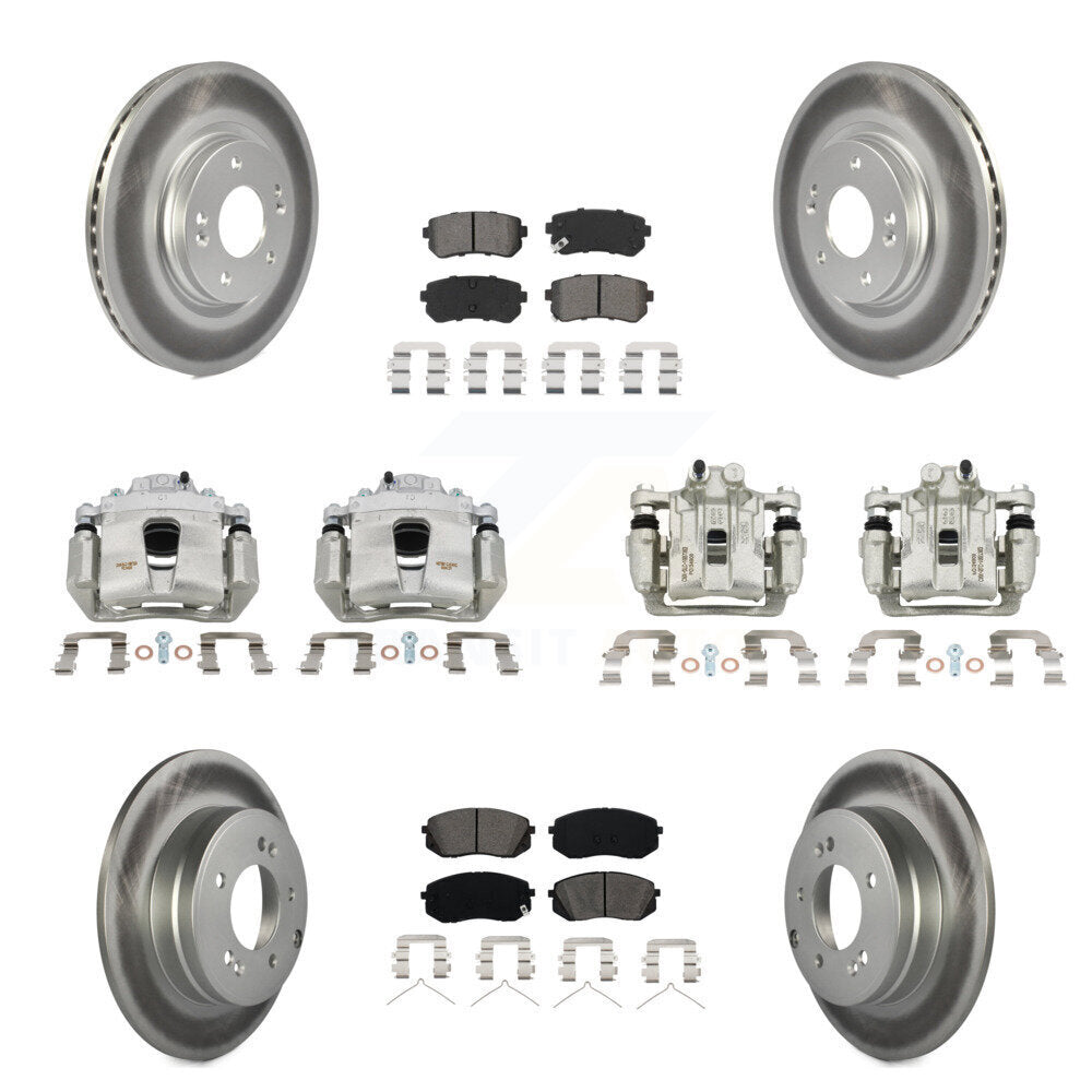 Front Rear Disc Brake Caliper Coat Rotor And Semi-Metallic Pad Kit (10Pc) For Kia Optima KCG-100947S
