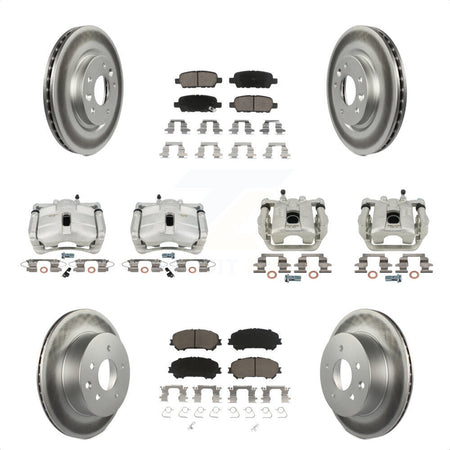 Front Rear Disc Brake Caliper Coated Rotors And Ceramic Pads Kit (10Pc) For Nissan Rogue Sport KCG-100949C by Transit Auto