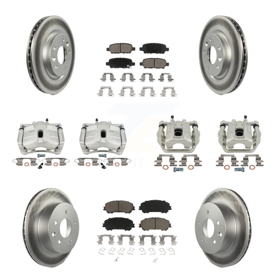 Front Rear Disc Brake Caliper Coated Rotors And Ceramic Pads Kit (10Pc) For Nissan Rogue Sport KCG-100949C