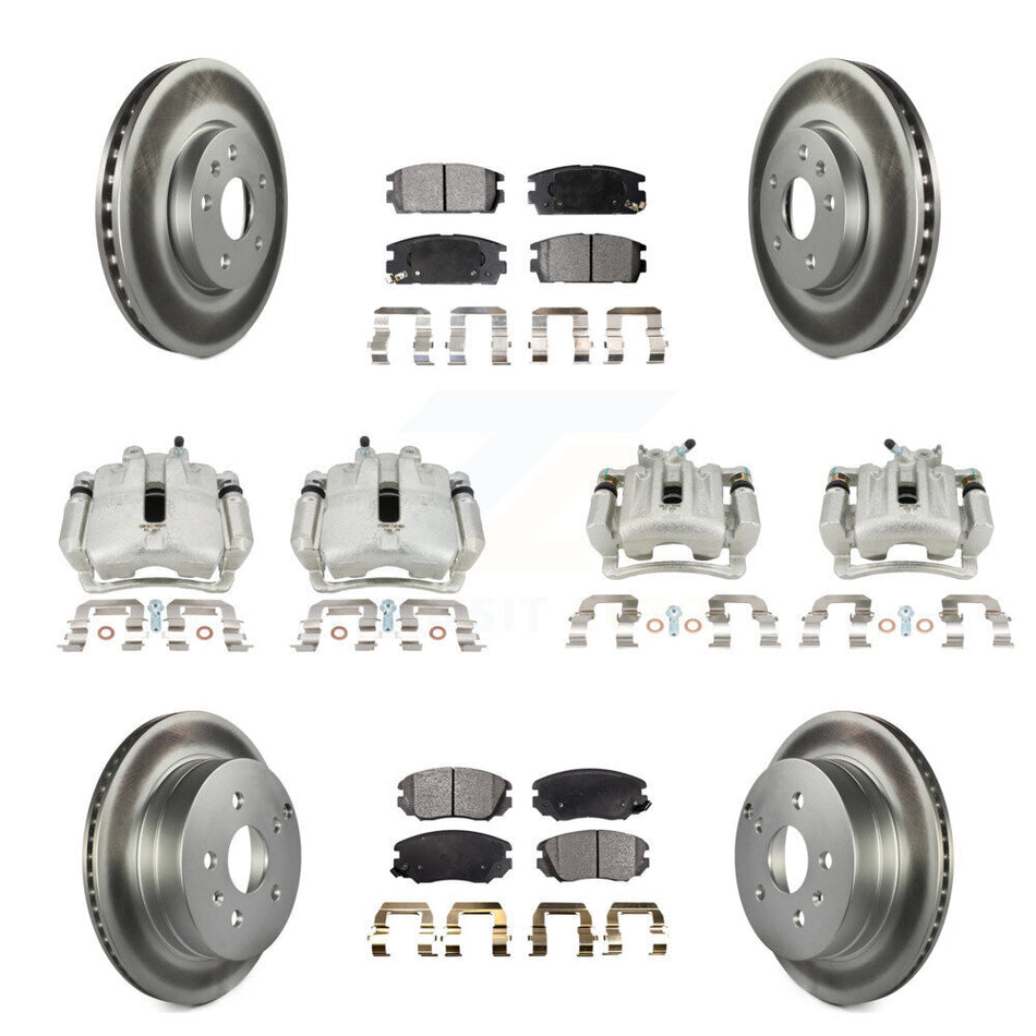 Front Rear Brake Caliper Coat Rotor & Semi-Metallic Pad Kit (10Pc) For Chevrolet Equinox KCG-100949P