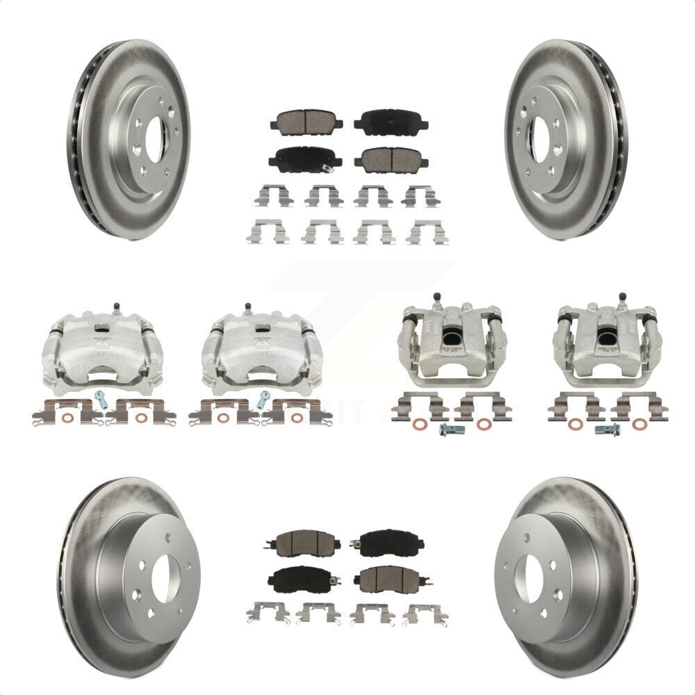 Front Rear Disc Brake Caliper Coated Rotors And Ceramic Pads Kit (10Pc) For Nissan LEAF KCG-100951C by Transit Auto