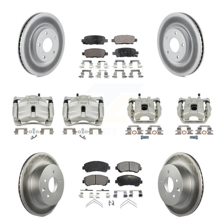 Front Rear Brake Caliper Coat Rotor Semi-Metallic Pad Kit (10Pc) For Nissan Rogue Select KCG-100952P
