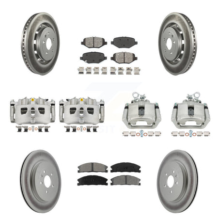Front Rear Brake Caliper Coat Rotors Semi-Metallic Pad Kit (10Pc) For Ford Explorer Flex KCG-100952S