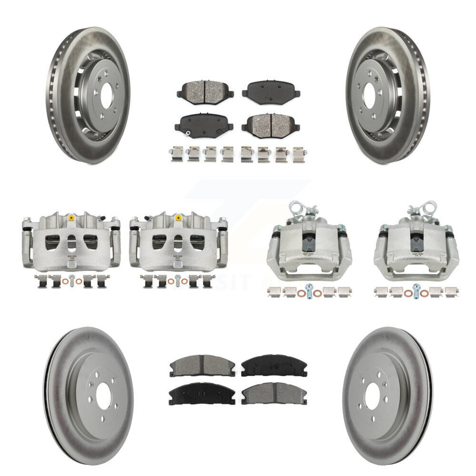 Front Rear Brake Caliper Coat Rotors Semi-Metallic Pad Kit (10Pc) For Ford Explorer Flex KCG-100952S