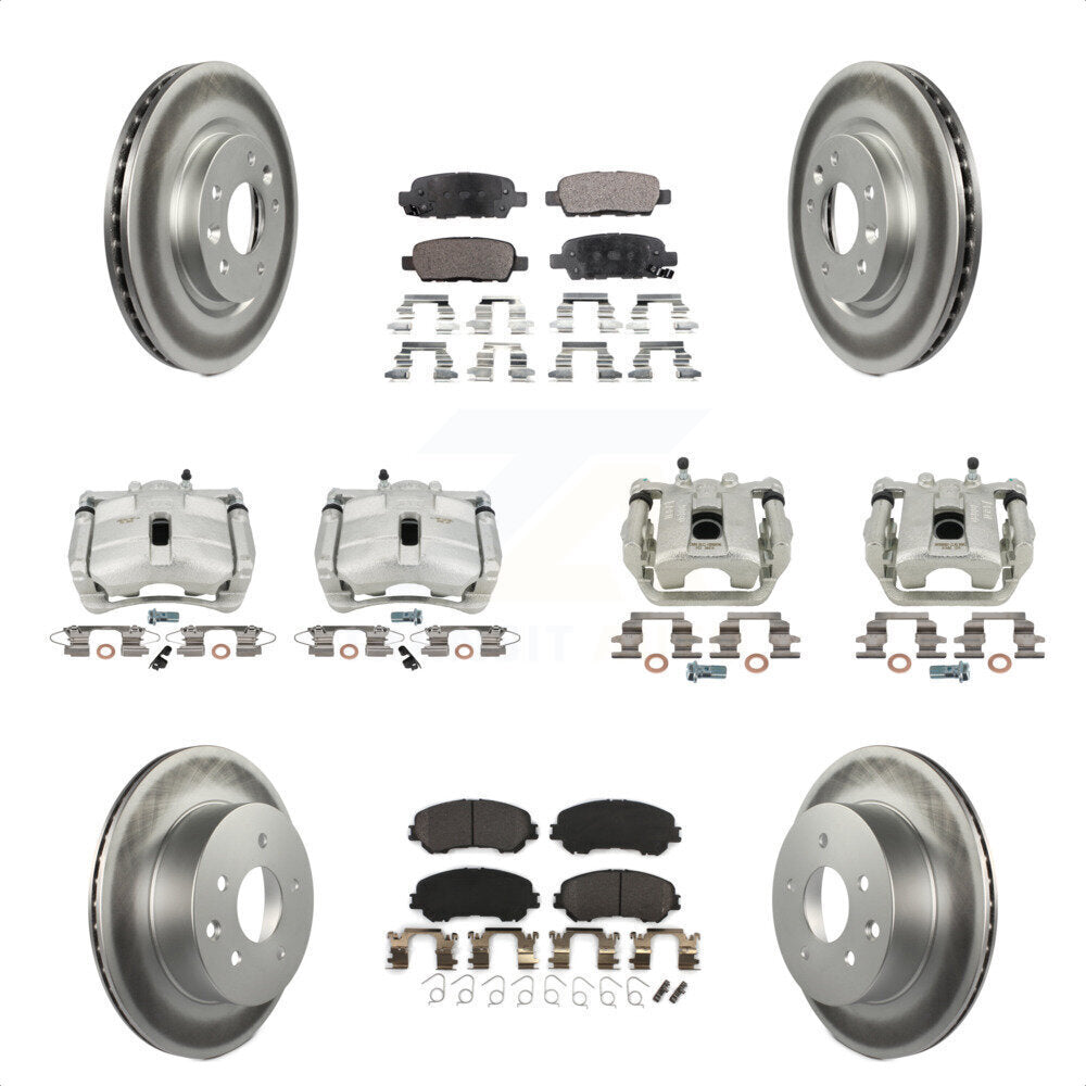 Front Rear Disc Brake Caliper Coated Rotors And Semi-Metallic Pads Kit (10Pc) For Nissan Rogue Sport KCG-100954P by Transit Auto