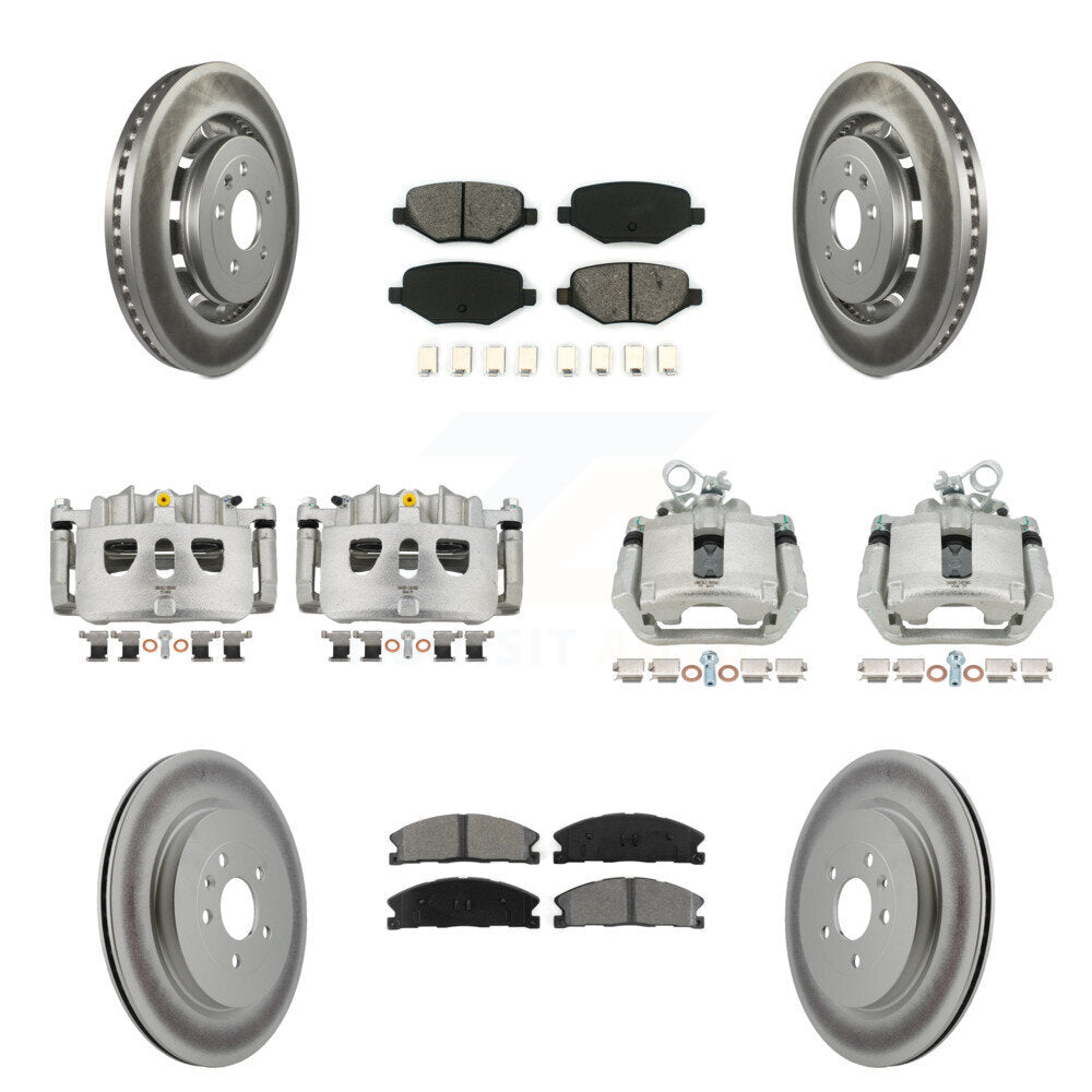 Front Rear Brake Caliper Coat Rotor & Semi-Metallic Pad Kit (10Pc) For Ford Explorer MKS KCG-100954S