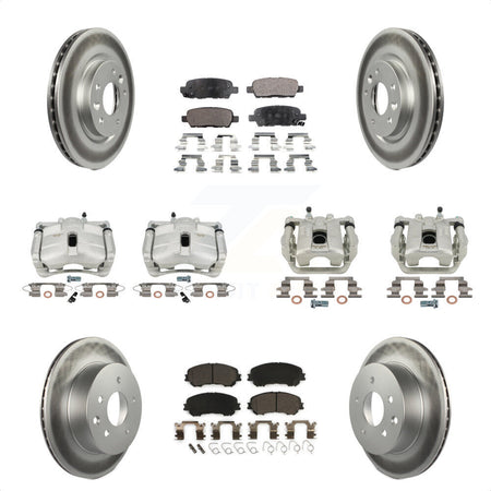 Front Rear Disc Brake Caliper Coated Rotors And Ceramic Pads Kit (10Pc) For Nissan Rogue Sport KCG-100954T by Transit Auto