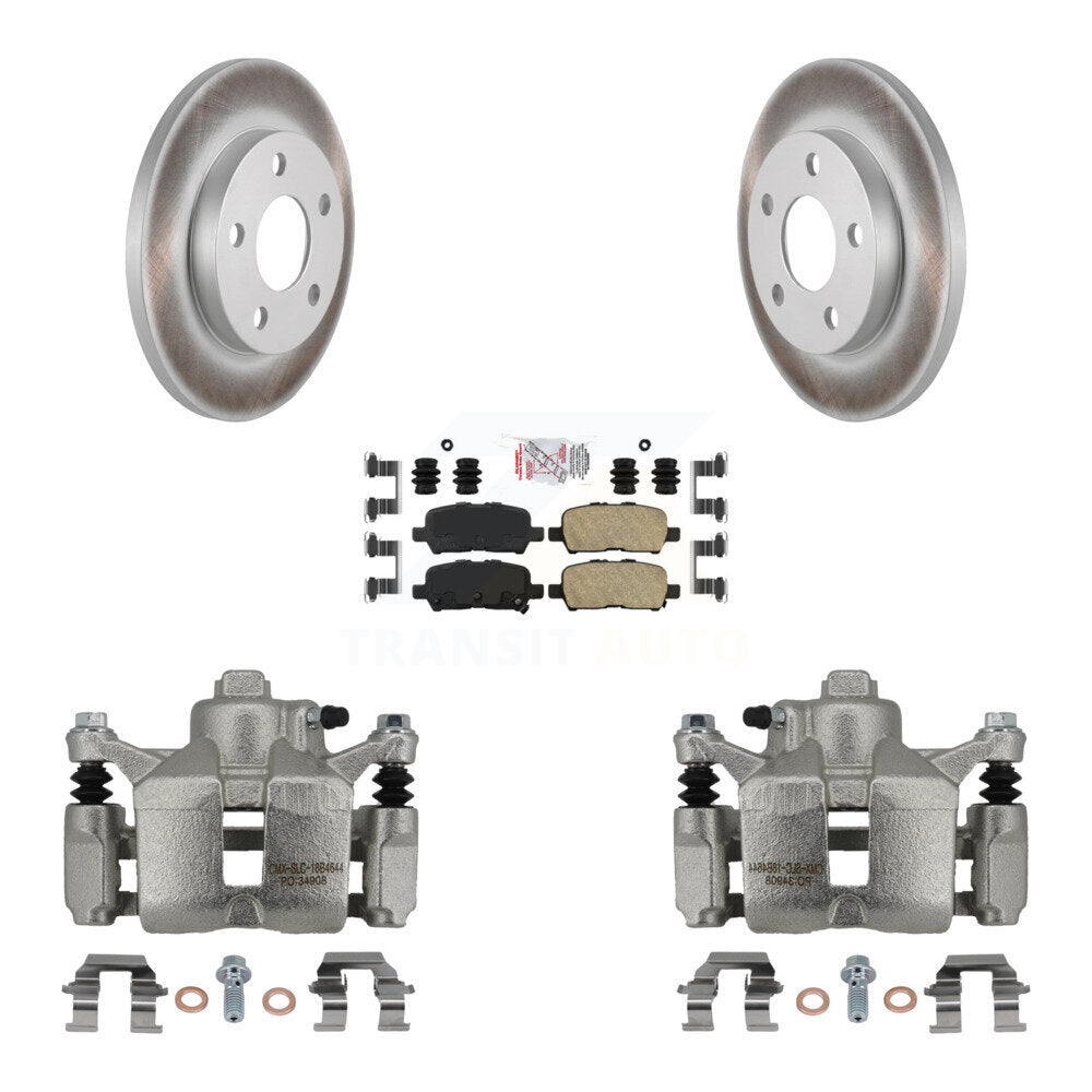 Rear Disc Brake Caliper Coated Rotors And Ceramic Pads Kit For Chevrolet Impala KCG-100955N
