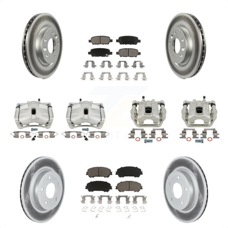 Front Rear Disc Brake Caliper Coated Rotors And Ceramic Pads Kit (10Pc) For 2019 Nissan Rogue Sport SL With Manual Parking KCG-100956C by Transit Auto