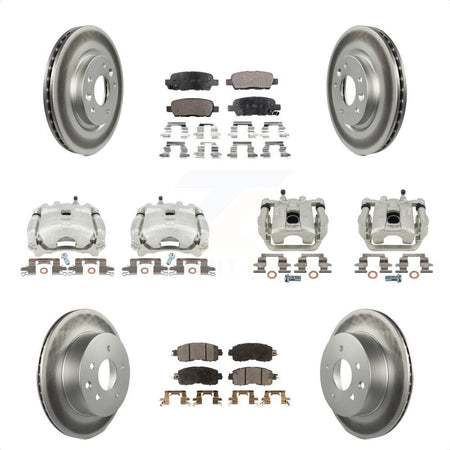 Front Rear Disc Brake Caliper Coated Rotors And Semi-Metallic Pads Kit (10Pc) For Nissan LEAF KCG-100956P by Transit Auto