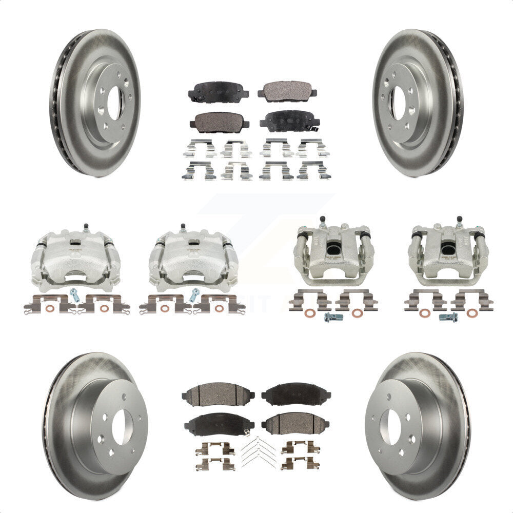 Front Rear Disc Brake Caliper Coated Rotors And Semi-Metallic Pads Kit (10Pc) For 2015 Nissan LEAF Vehicles Manufactured In Japan KCG-100957P by Transit Auto