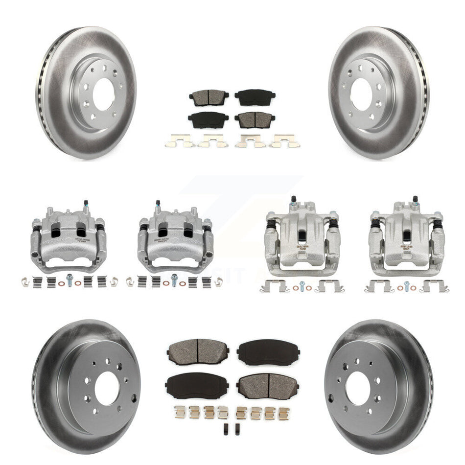 Front Rear Brake Caliper Coat Rotor And Semi-Metallic Pad Kit (10Pc) For Mazda CX-7 Ford KCG-100957S