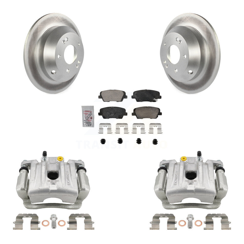 Rear Disc Brake Caliper Coat Rotors And Ceramic Pad Kit For Hyundai Santa Fe Kia Sorento KCG-100959N