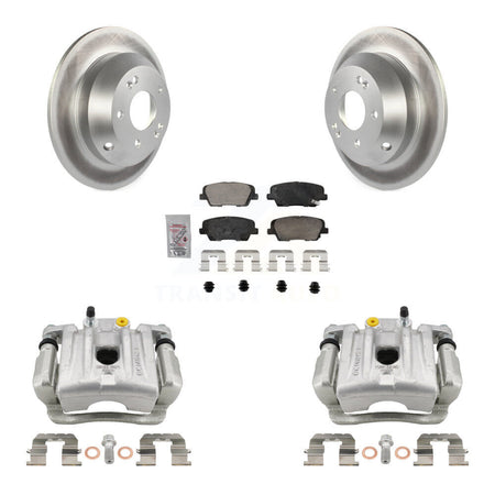Rear Disc Brake Caliper Coat Rotors And Ceramic Pad Kit For Hyundai Santa Fe Kia Sorento KCG-100959N