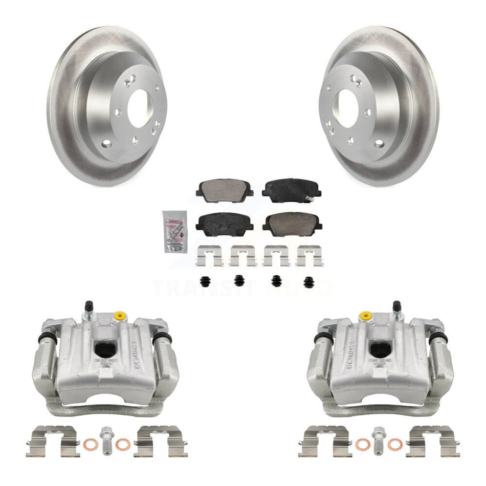 Rear Disc Brake Caliper Coat Rotors And Ceramic Pad Kit For Hyundai Santa Fe Kia Sorento KCG-100959N