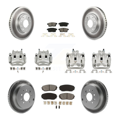 Front Rear Brake Caliper Coat Rotor And Semi-Metallic Pad Kit (10Pc) For Lincoln MKX FWD KCG-100959S