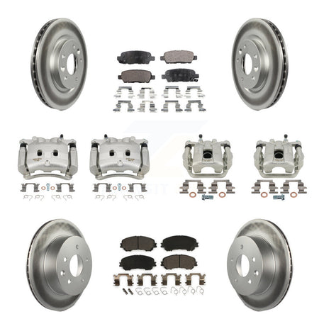 Front Rear Disc Brake Caliper Coated Rotors And Ceramic Pads Kit (10Pc) For Nissan Rogue KCG-100959T